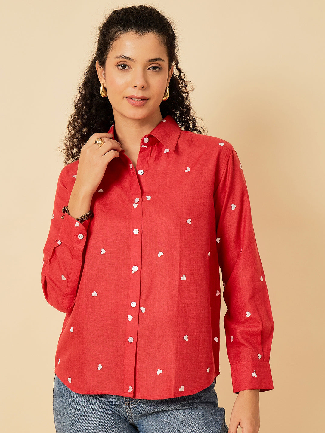All Over Embroidered Linen Shirt