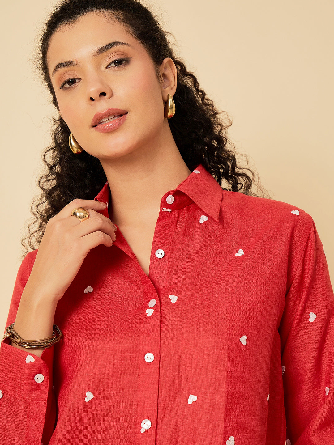All Over Embroidered Linen Shirt