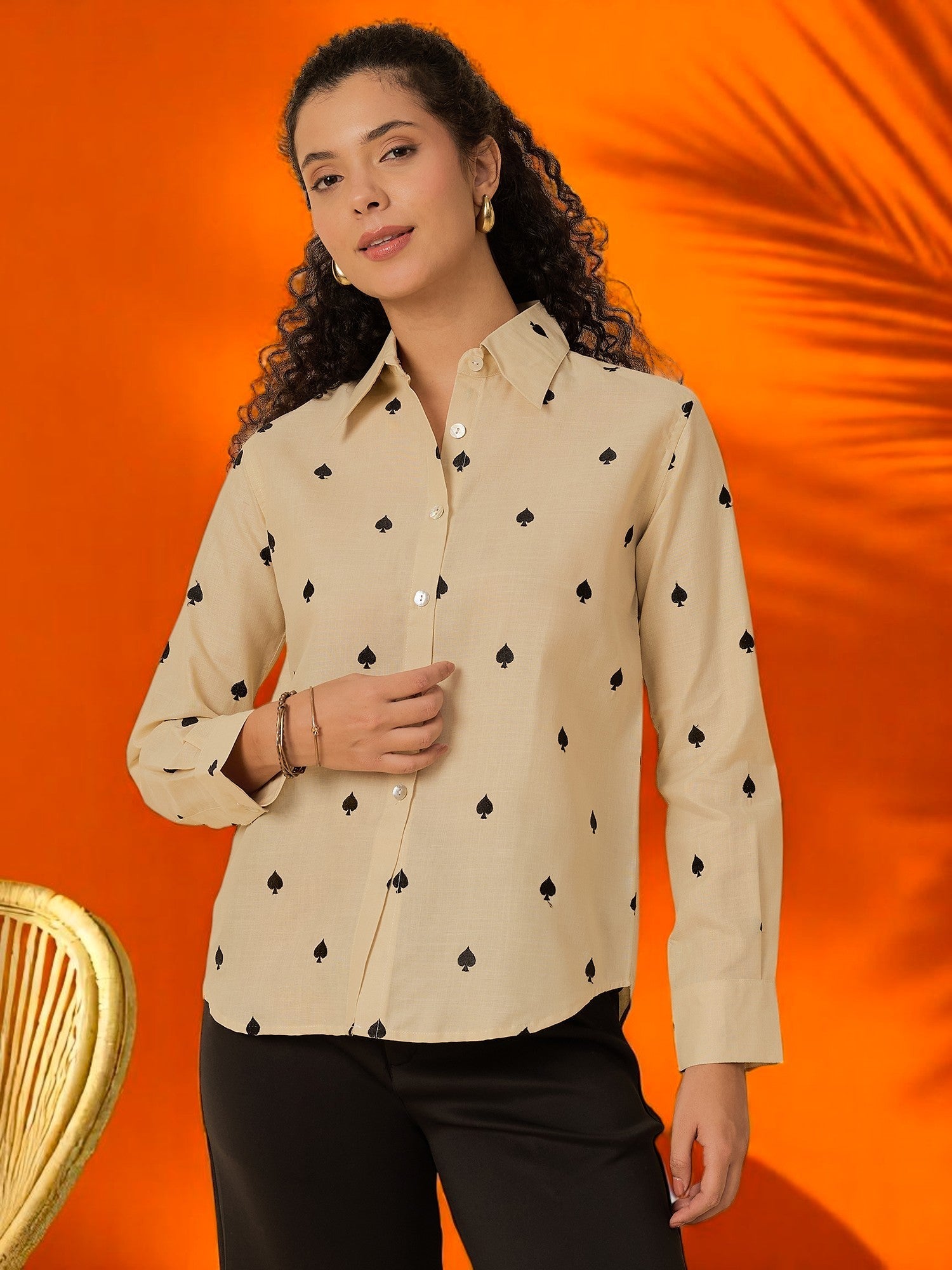 All Over Embroidered Linen Shirt