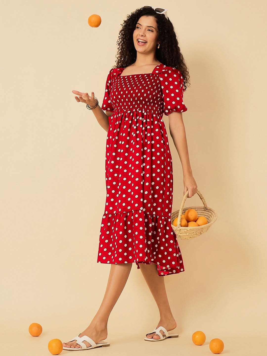 Smocked Tiered Midi Dress