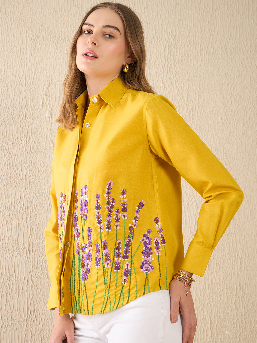 Floral Embroidered Linen Shirt