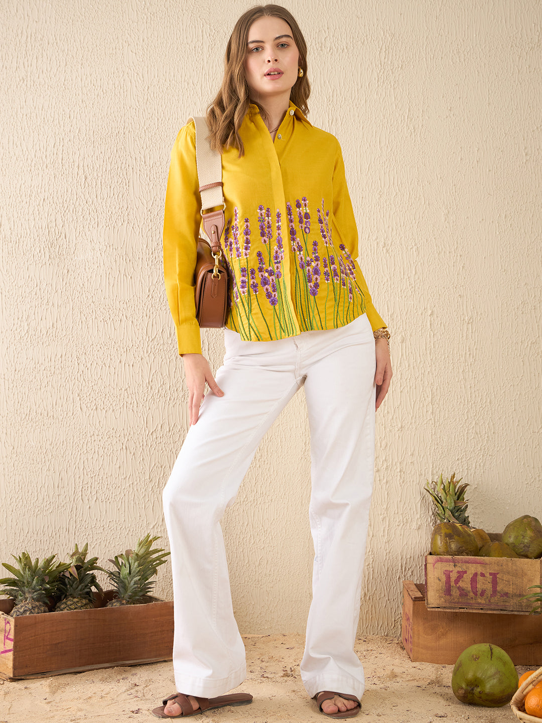 Floral Embroidered Linen Shirt