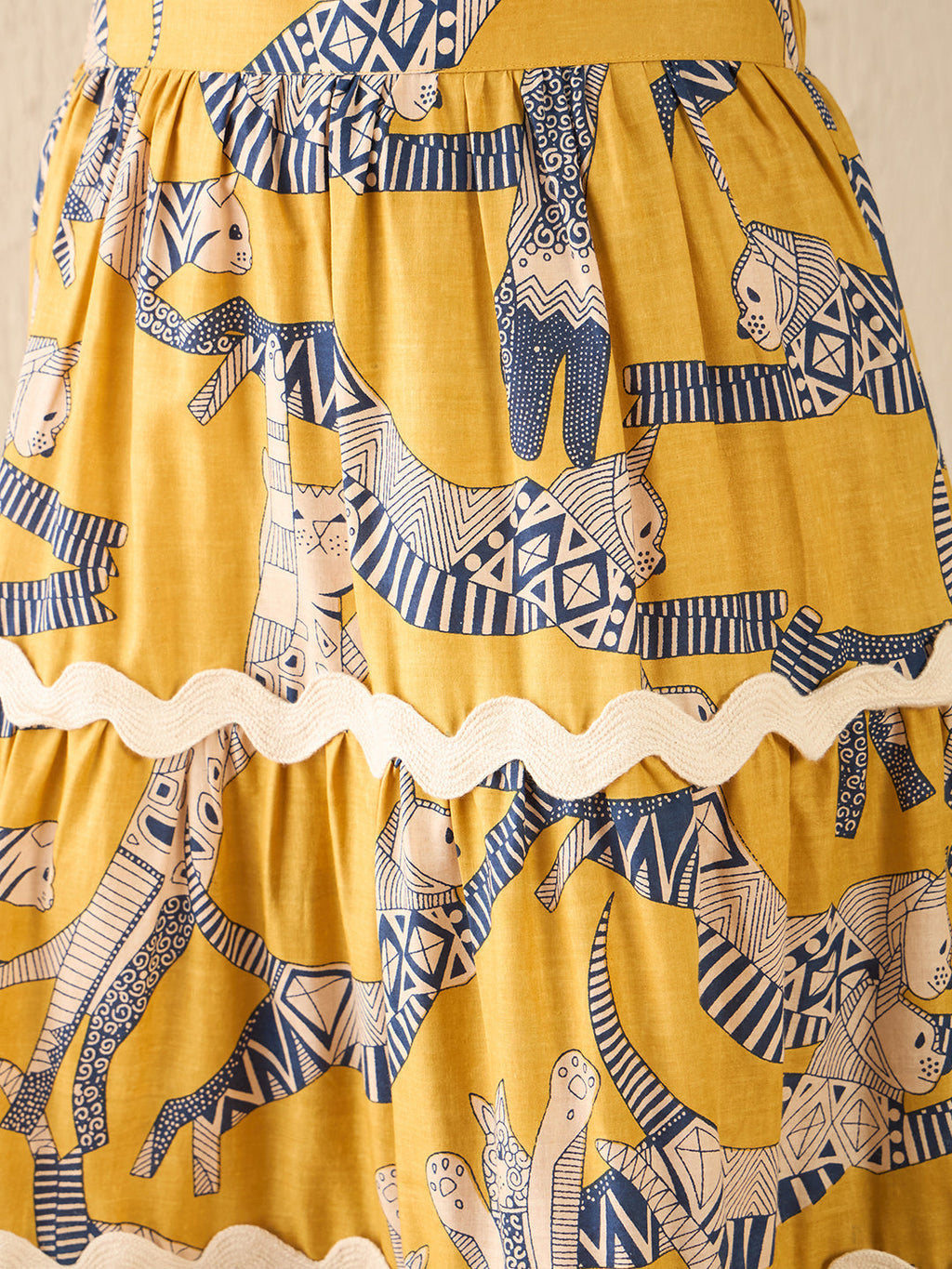 Ric-Rac Cotton Tiered Maxi Skirt