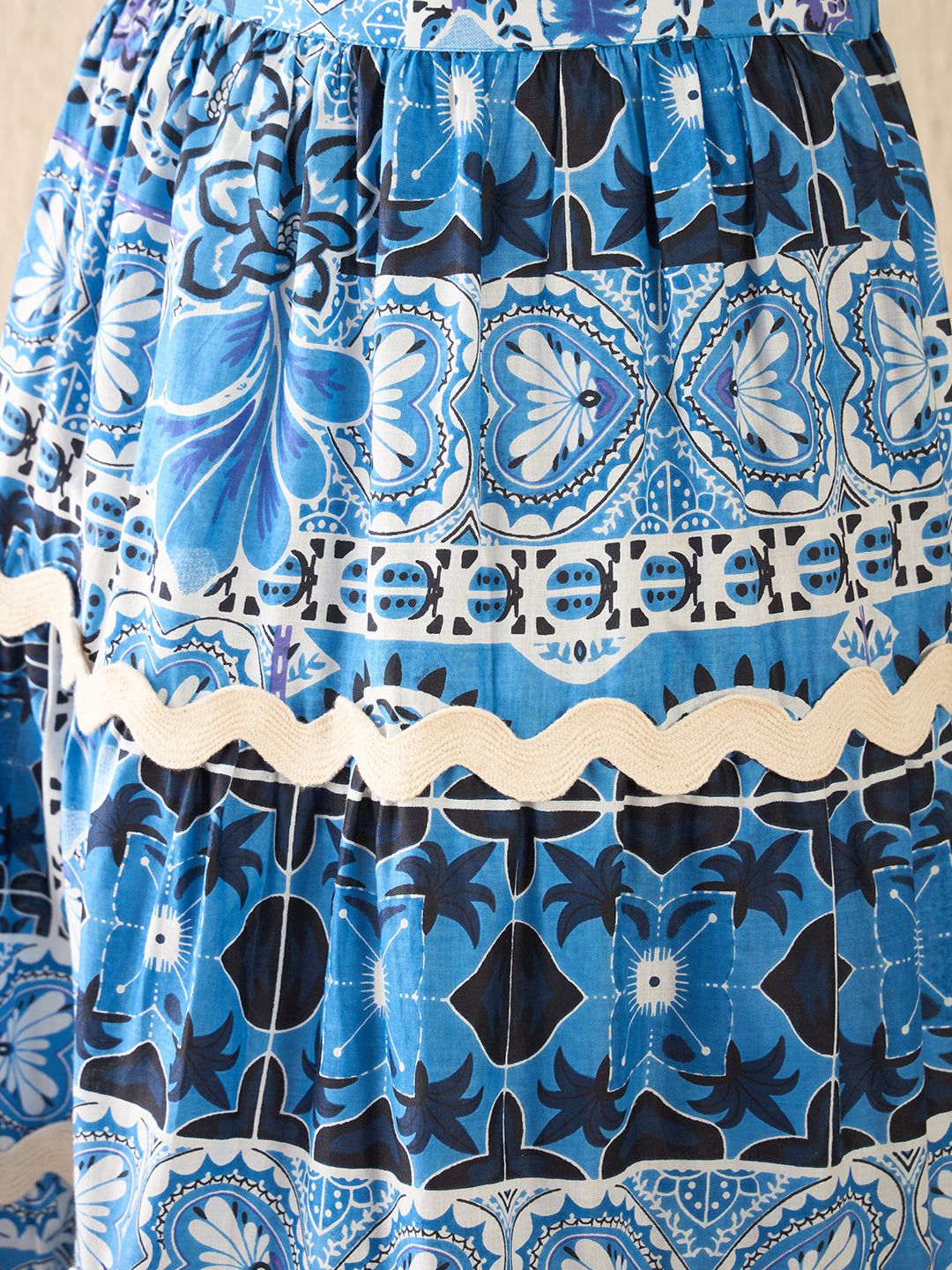 Ric-Rac Cotton Tiered Maxi Skirt