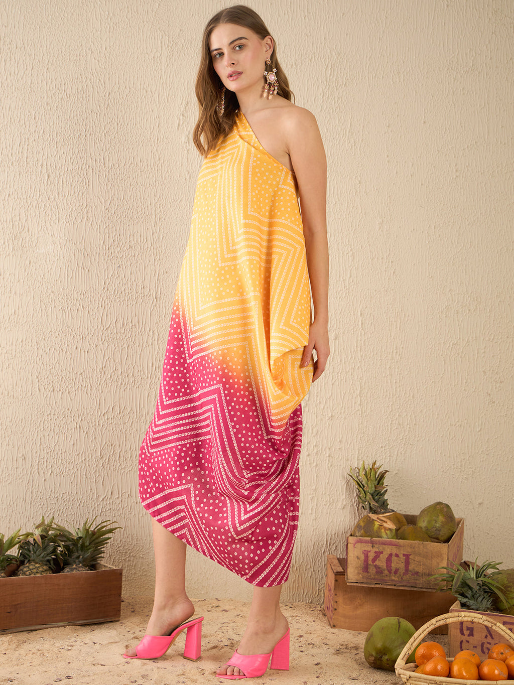 Asymmetric One-Shoulder Crepe Dress