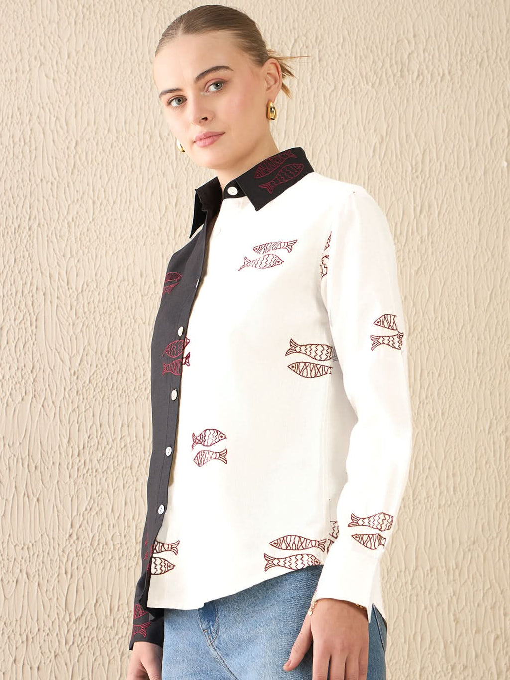 All Over Embroidered Linen Shirt