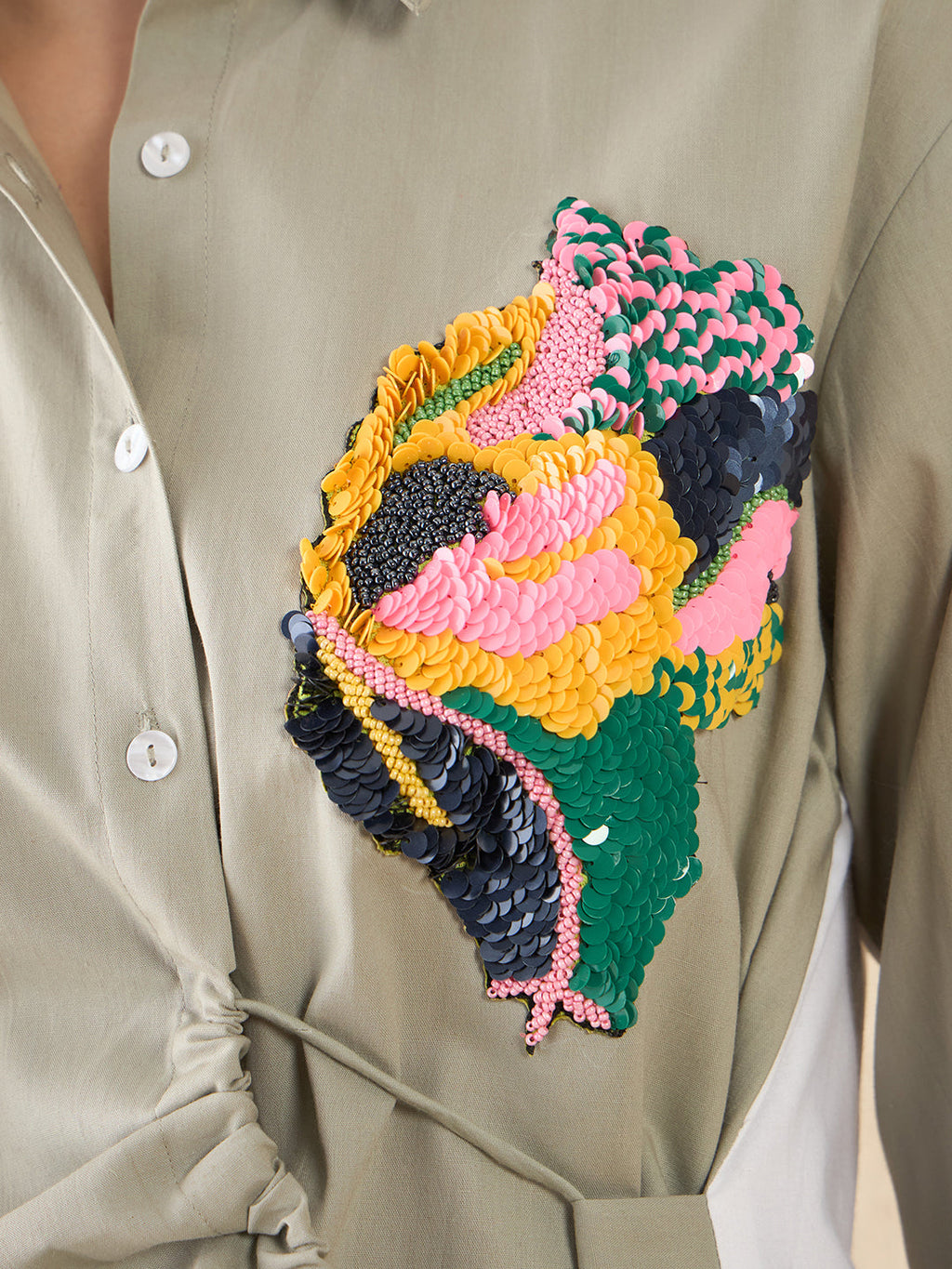 Side Tie-Up Cotton Shirt