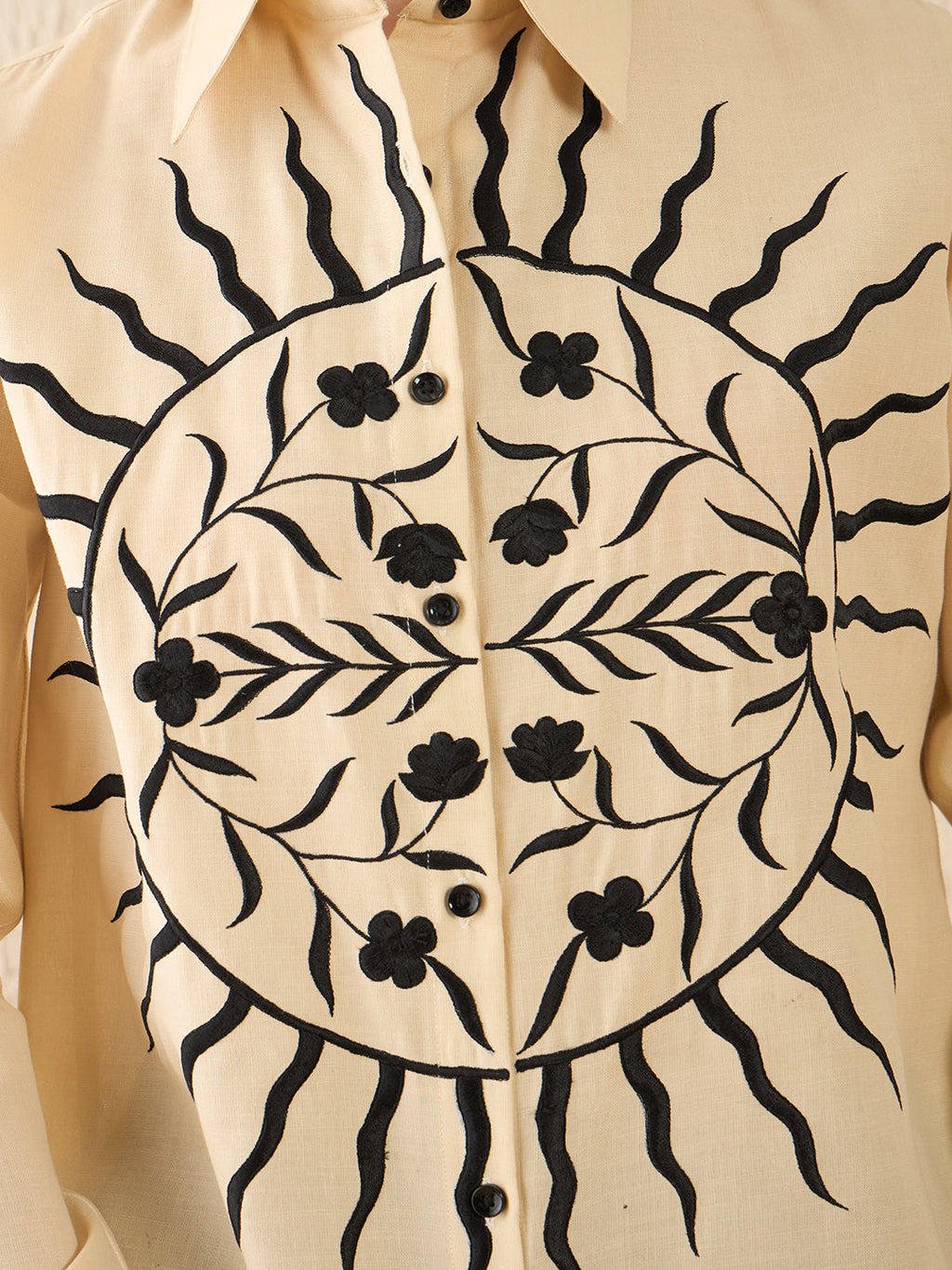 Floral Embroidered Linen Shirt