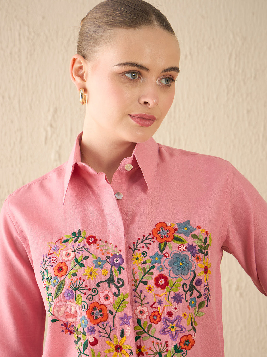 Floral Embroidered Linen Shirt
