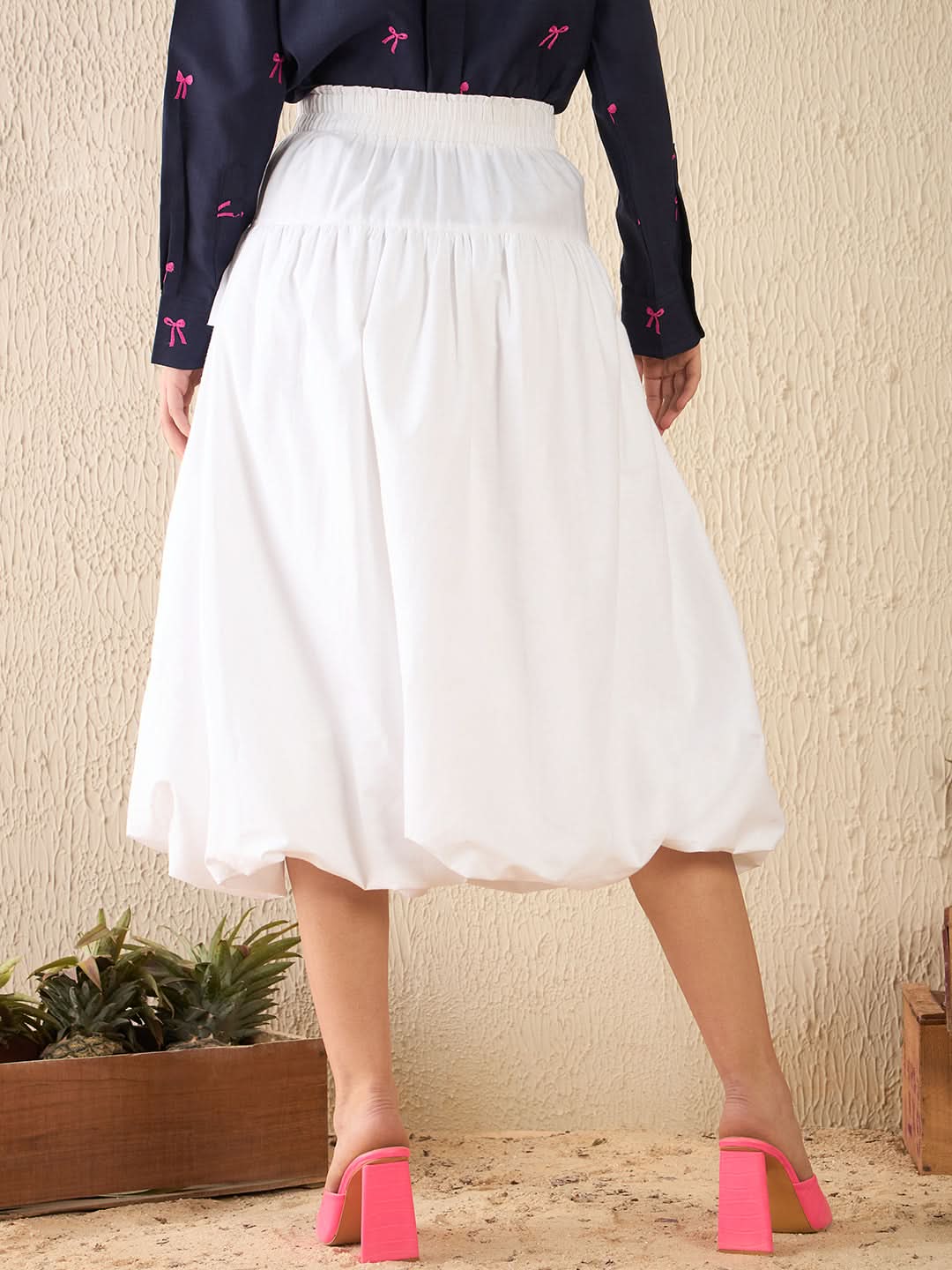 Bubble Cotton Midi Skirt