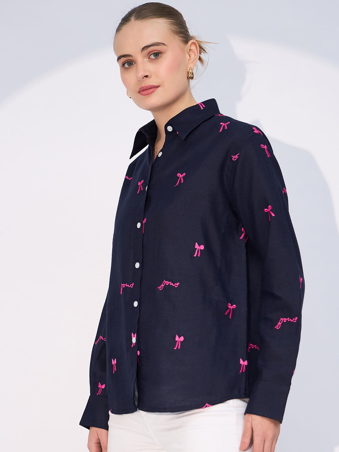 All Over Embroidered Linen Shirt
