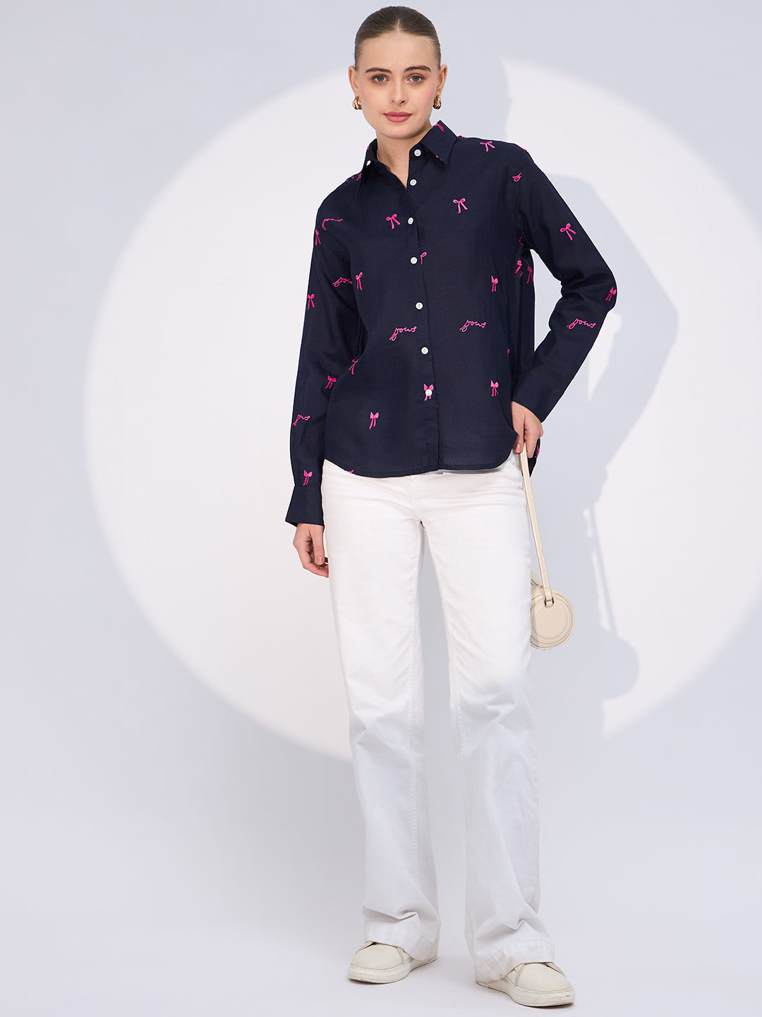 All Over Embroidered Linen Shirt