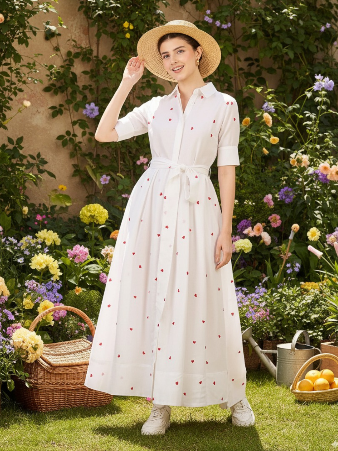 Linen Buttoned Down Shirt Dress With Belt (with Lining) - Uptownie