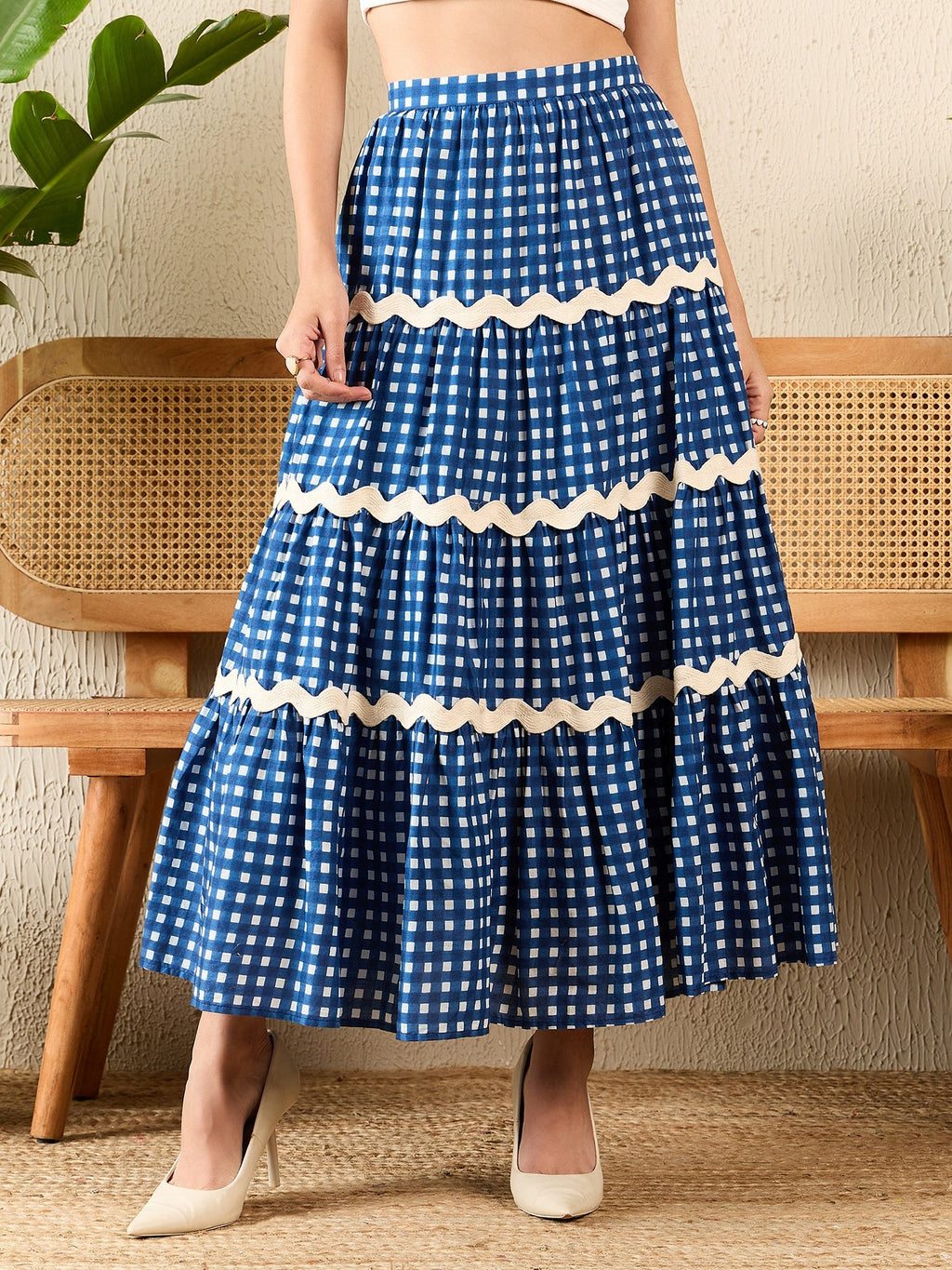 Ric-Rac Cotton Tiered Maxi Skirt