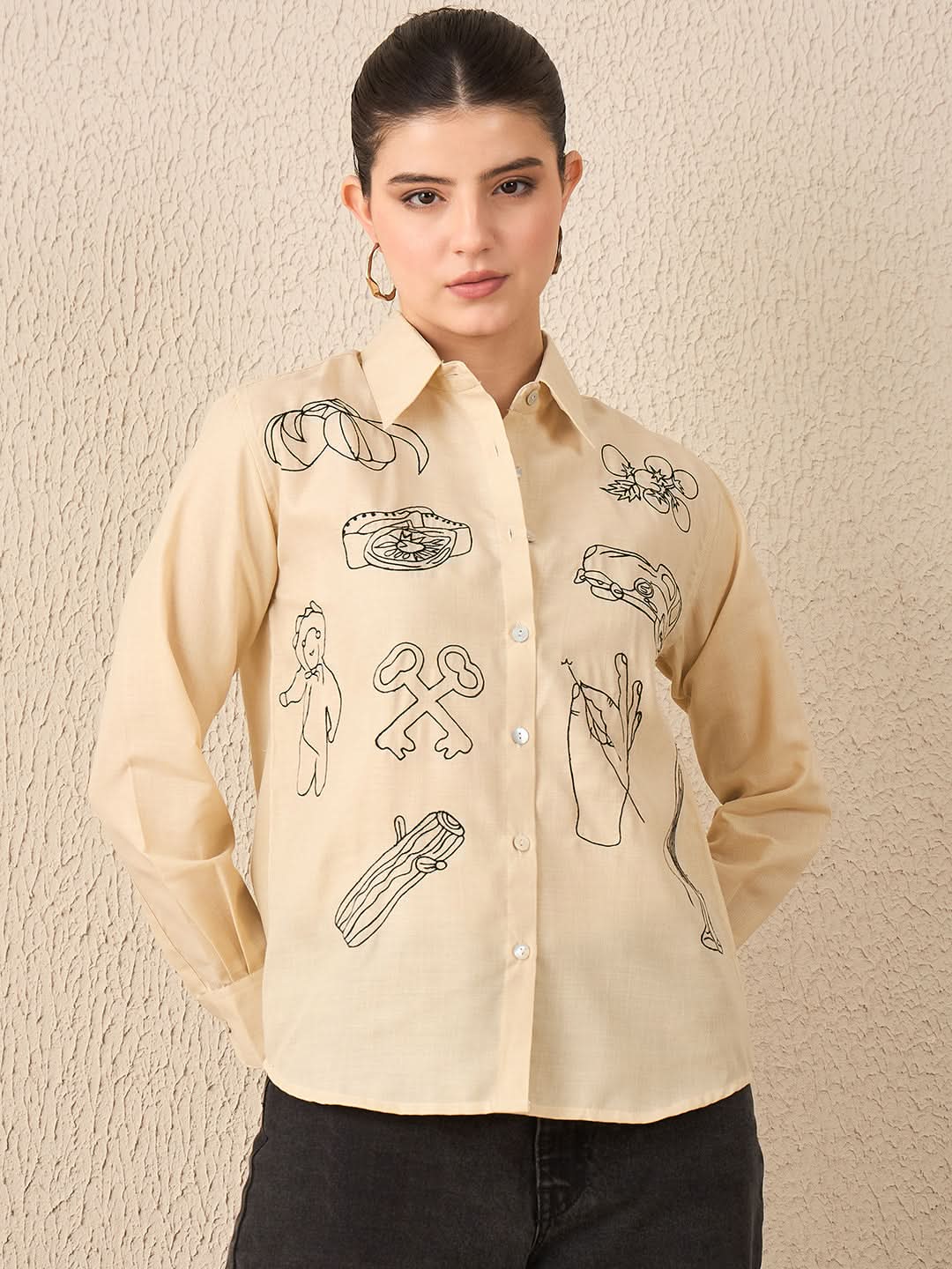Doodle Embroidered Linen Shirt