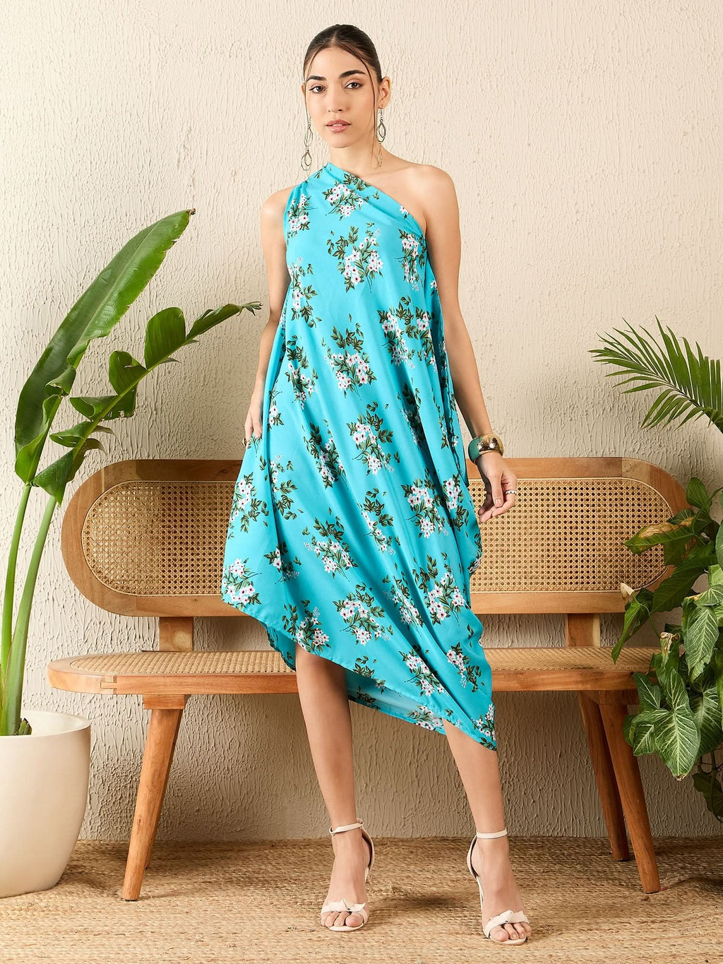 Asymmetric One-Shoulder Crepe Dress