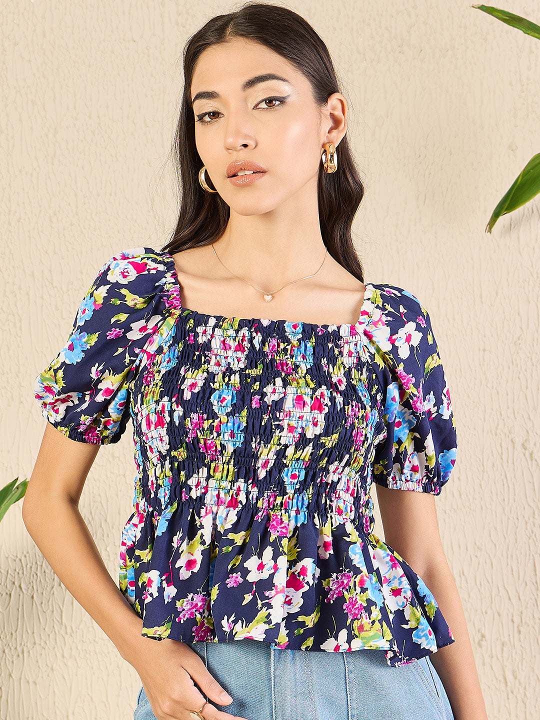 Smocked Peplum Top