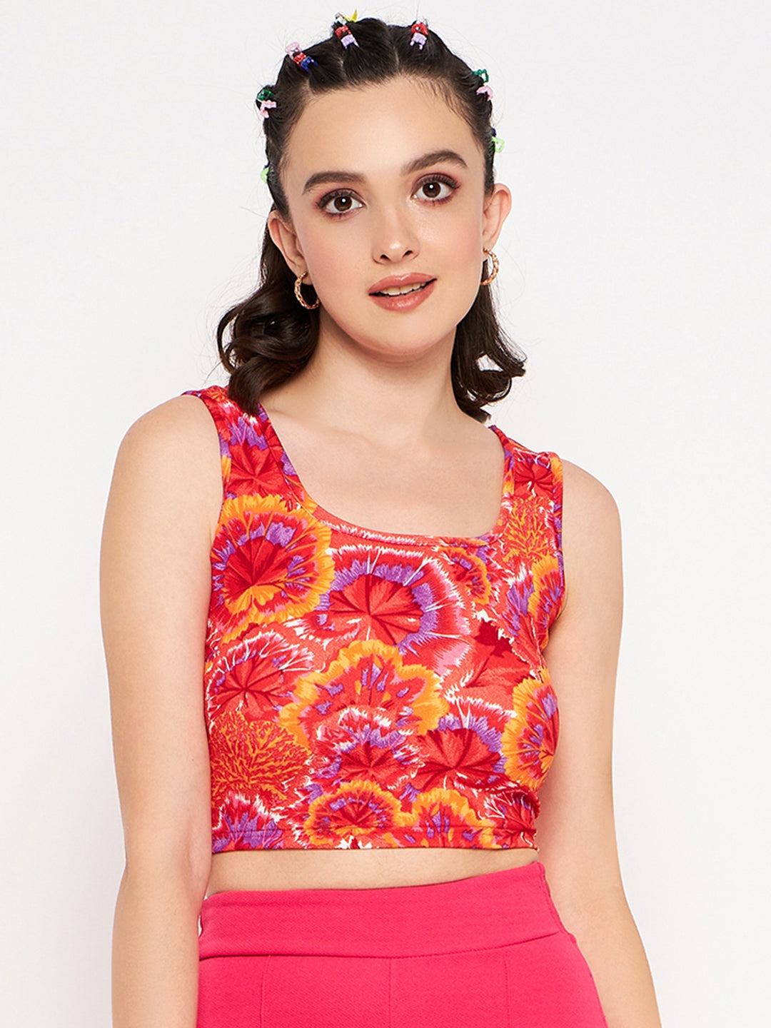 Cotton Stretchable Basic Round Neck Crop Top