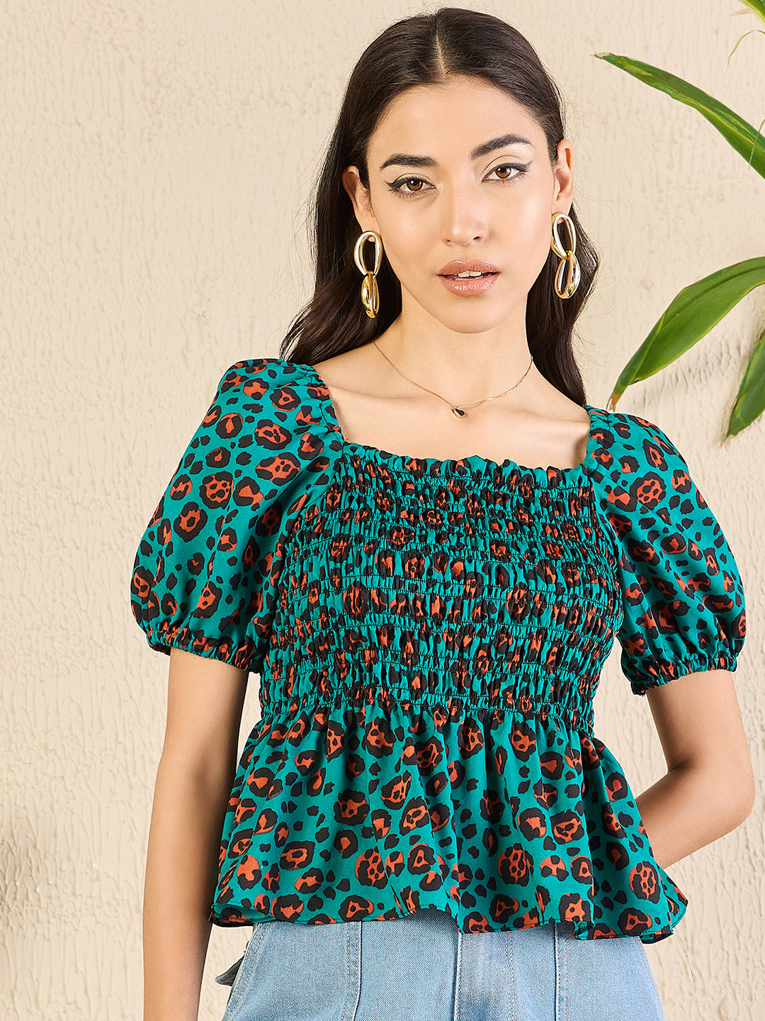 Smocked Peplum Top
