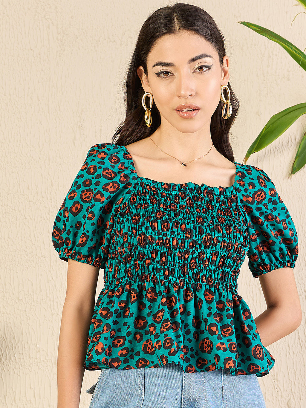 Smocked Peplum Top
