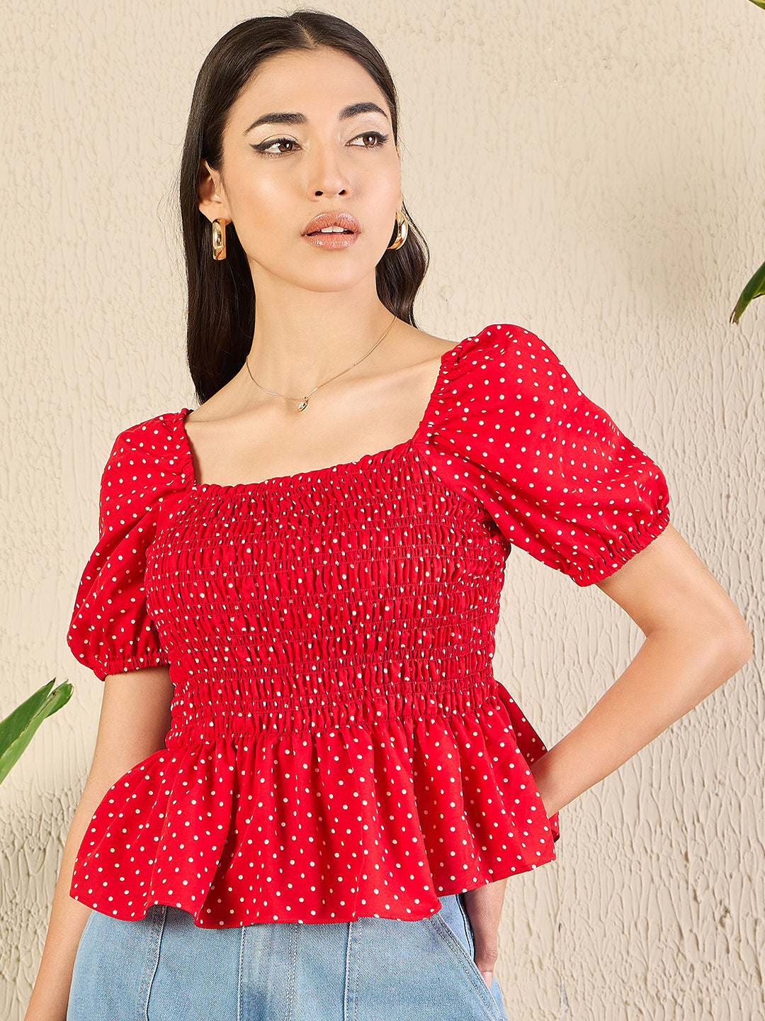 Square Neck Peplum Top - Uptownie