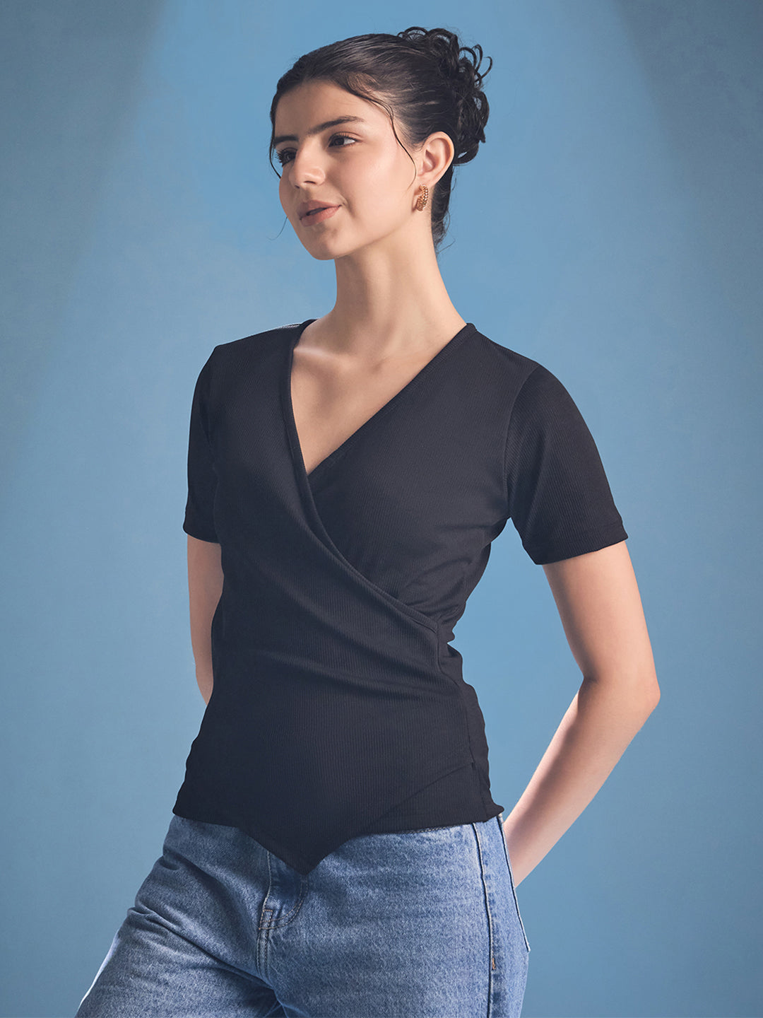 Wrap Style Ribbed Top