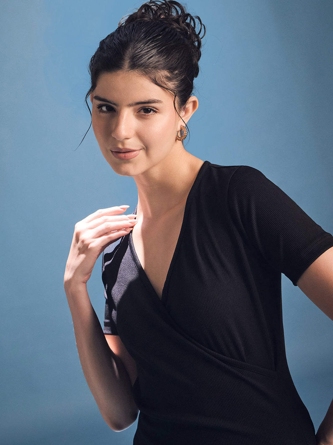 Wrap Style Ribbed Top