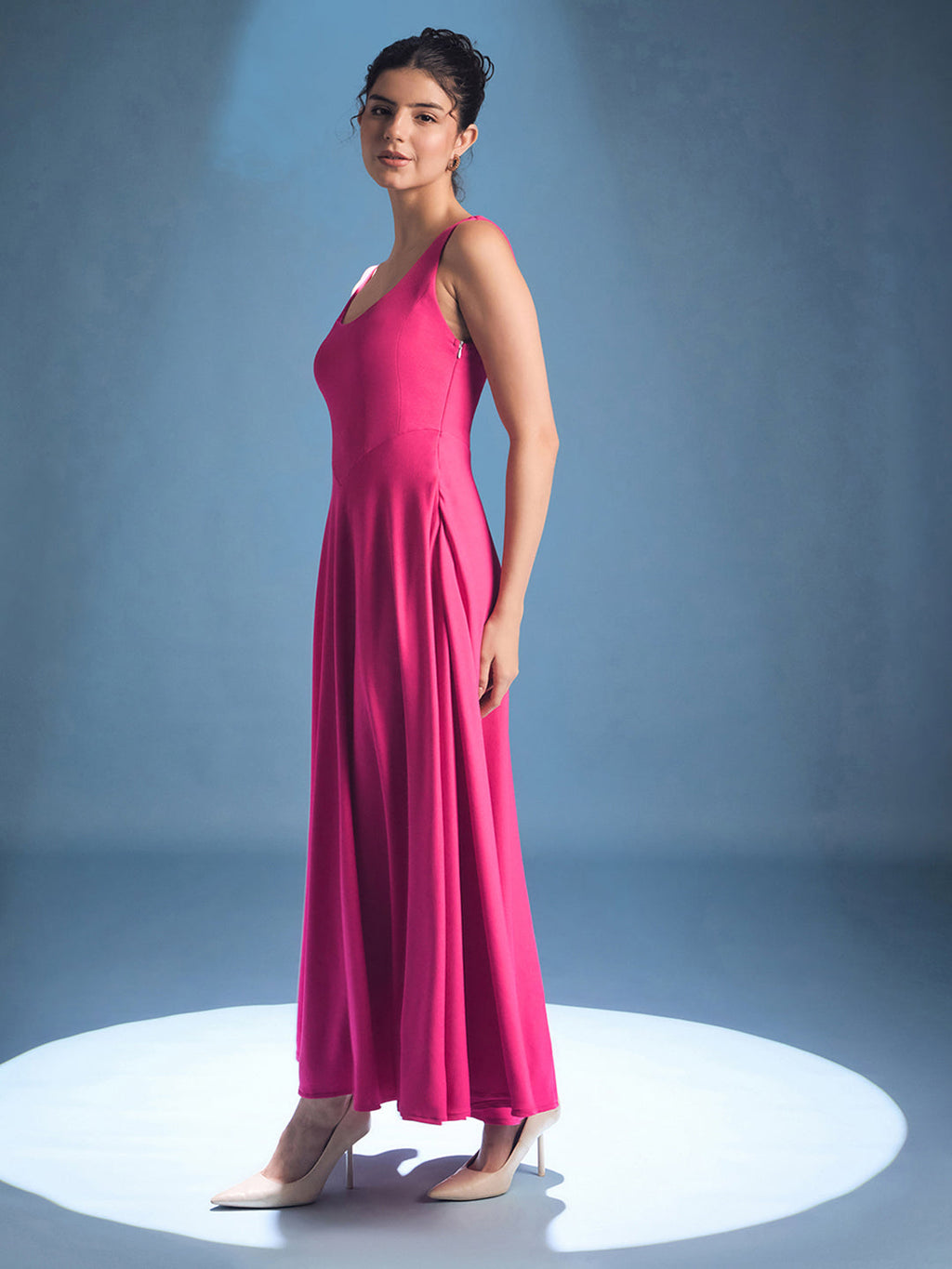 Stretchable Corset Fit & Flare Midi Dress