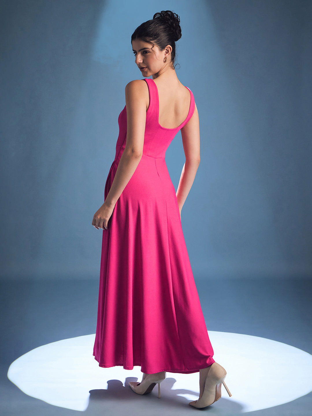 Stretchable Corset Fit & Flare Midi Dress