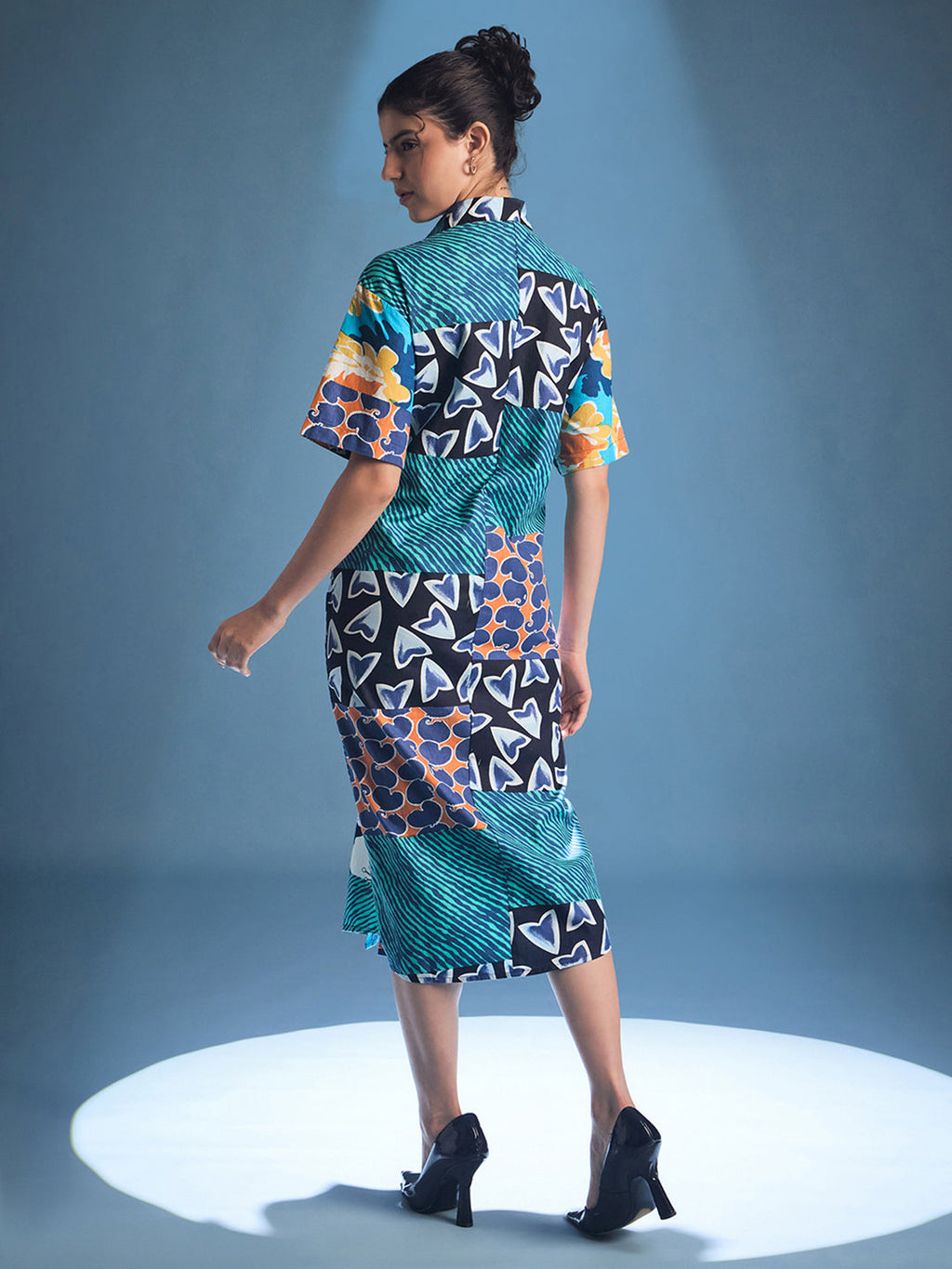 Knotted Cotton Shirt Midi Dress