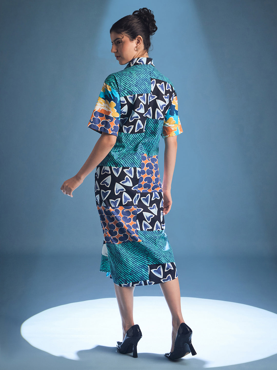 Knotted Cotton Shirt Midi Dress