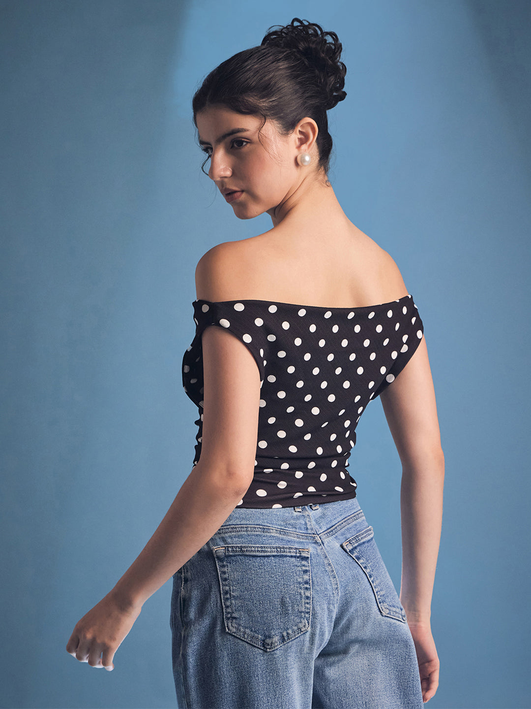 Printed Cotton Stretchable Draped Crop Top