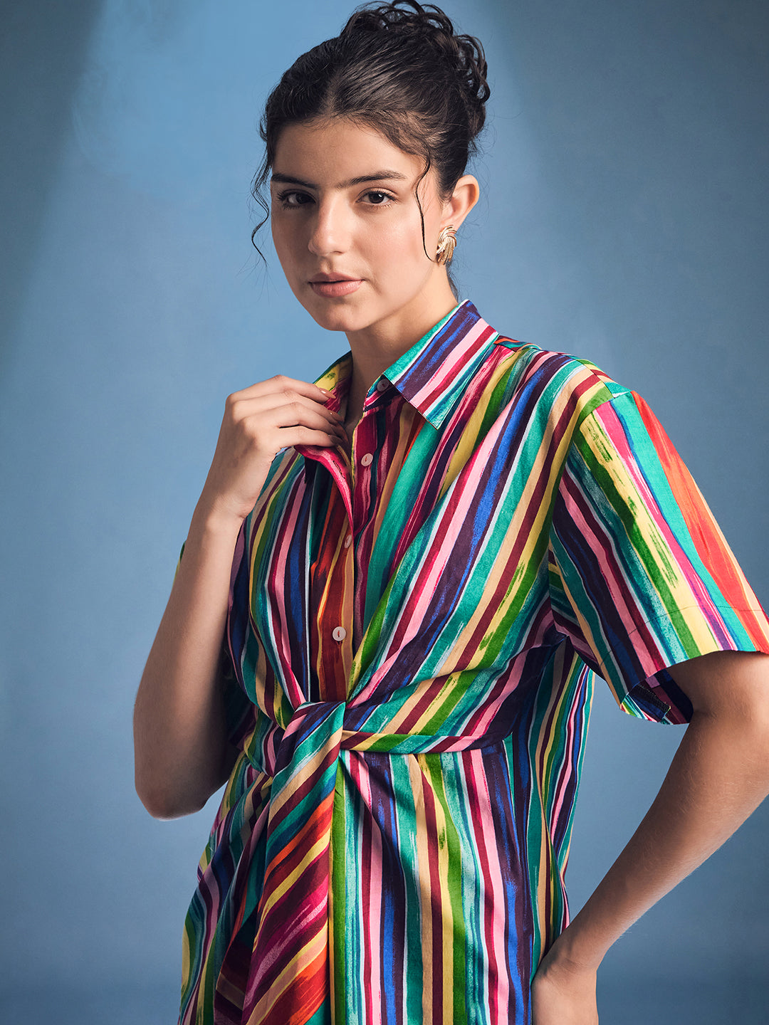 Front Tie-Up Cotton Shirt