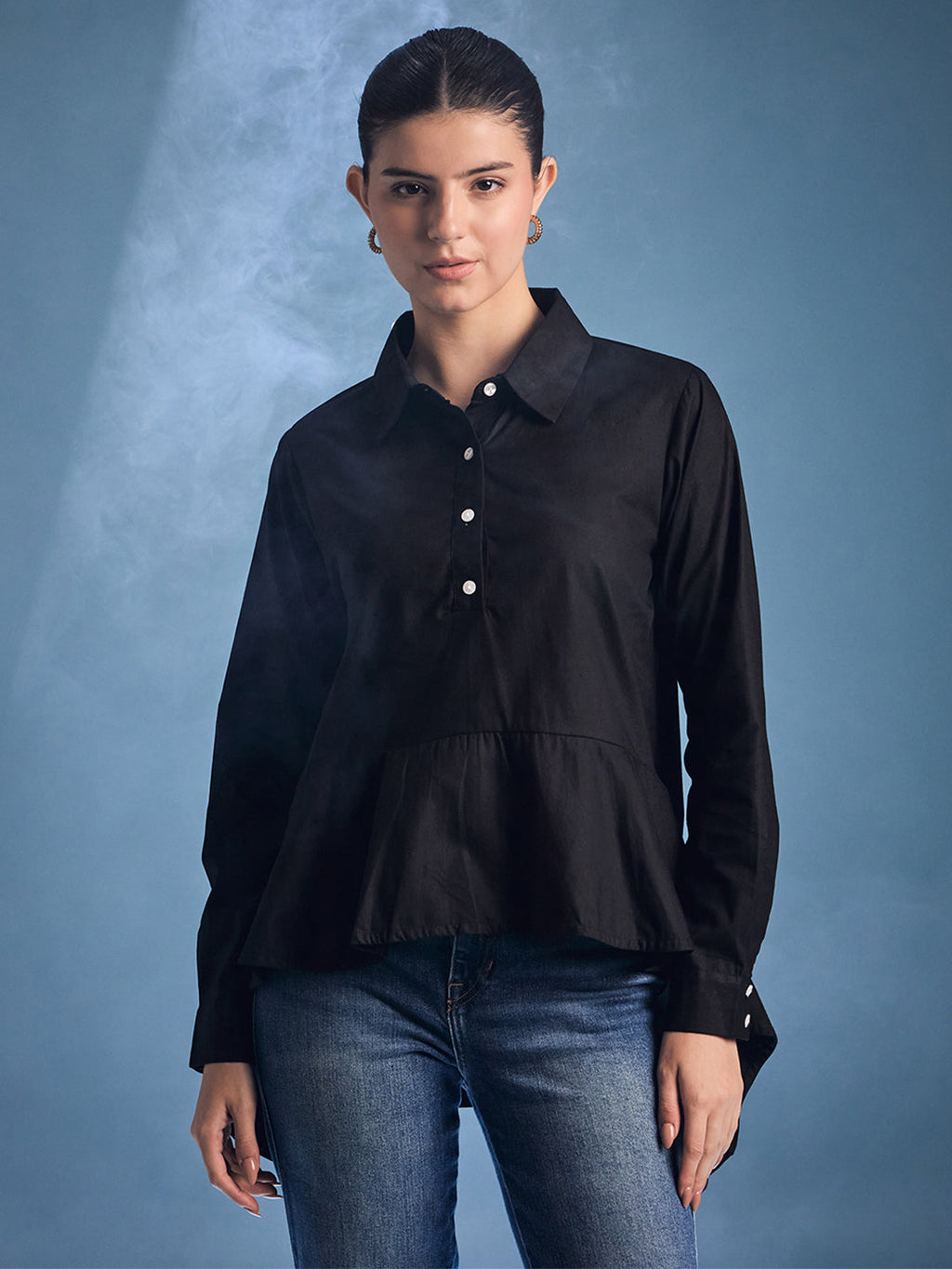 Cotton Peplum Shirt