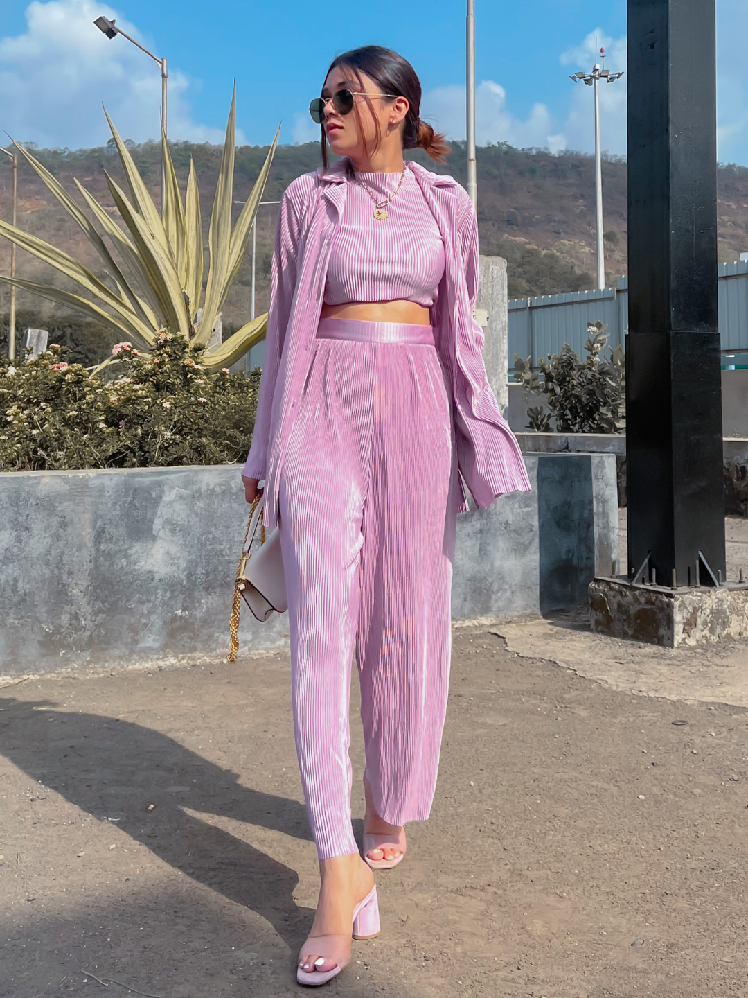 On the Go Two Piece Pleated Shirt & Pants Co-ord set - Uptownie