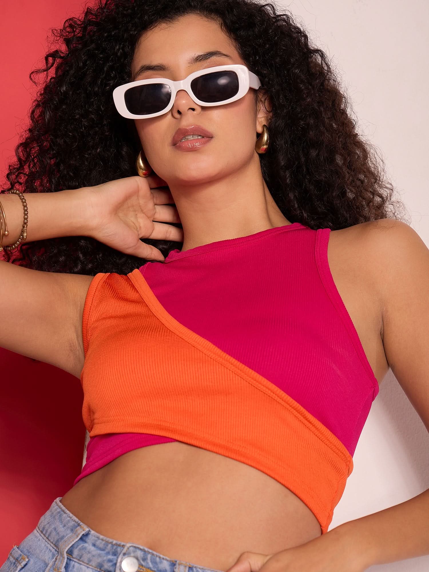 Stretchable Dual Panelled Ribbed Top