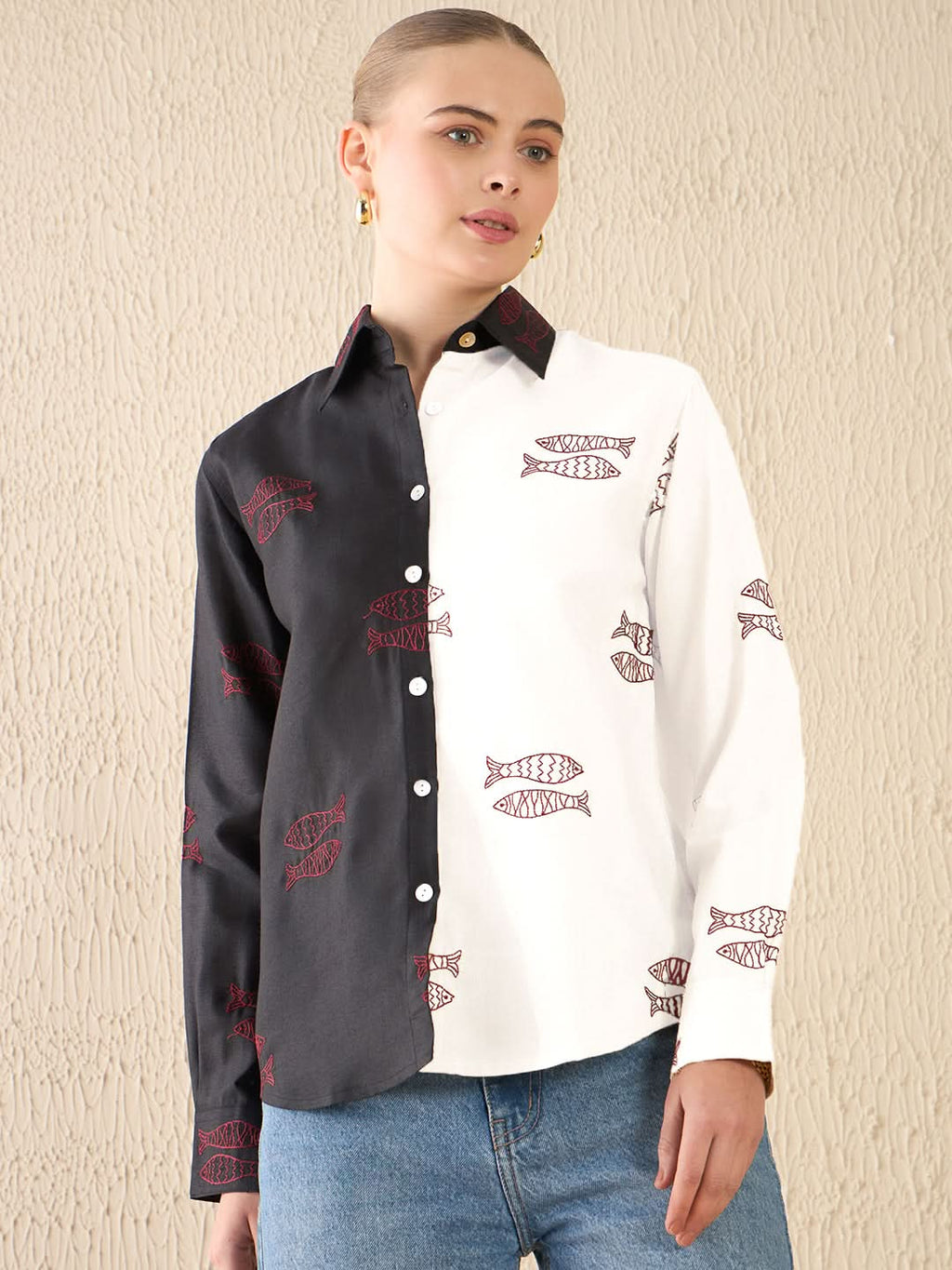 All Over Embroidered Linen Shirt