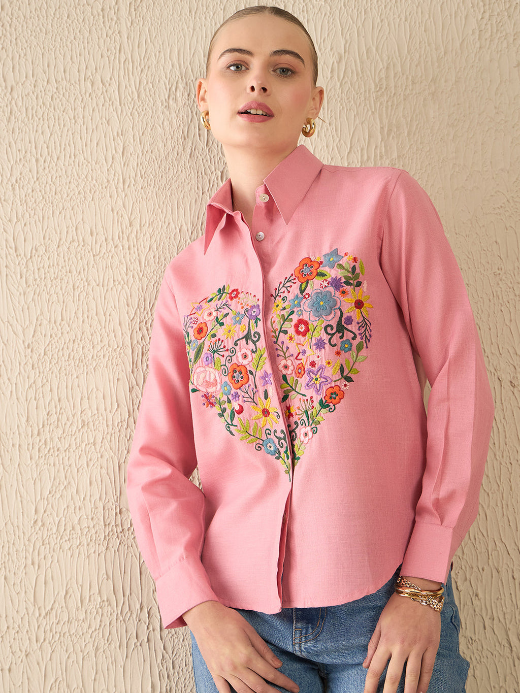 Floral Embroidered Linen Shirt