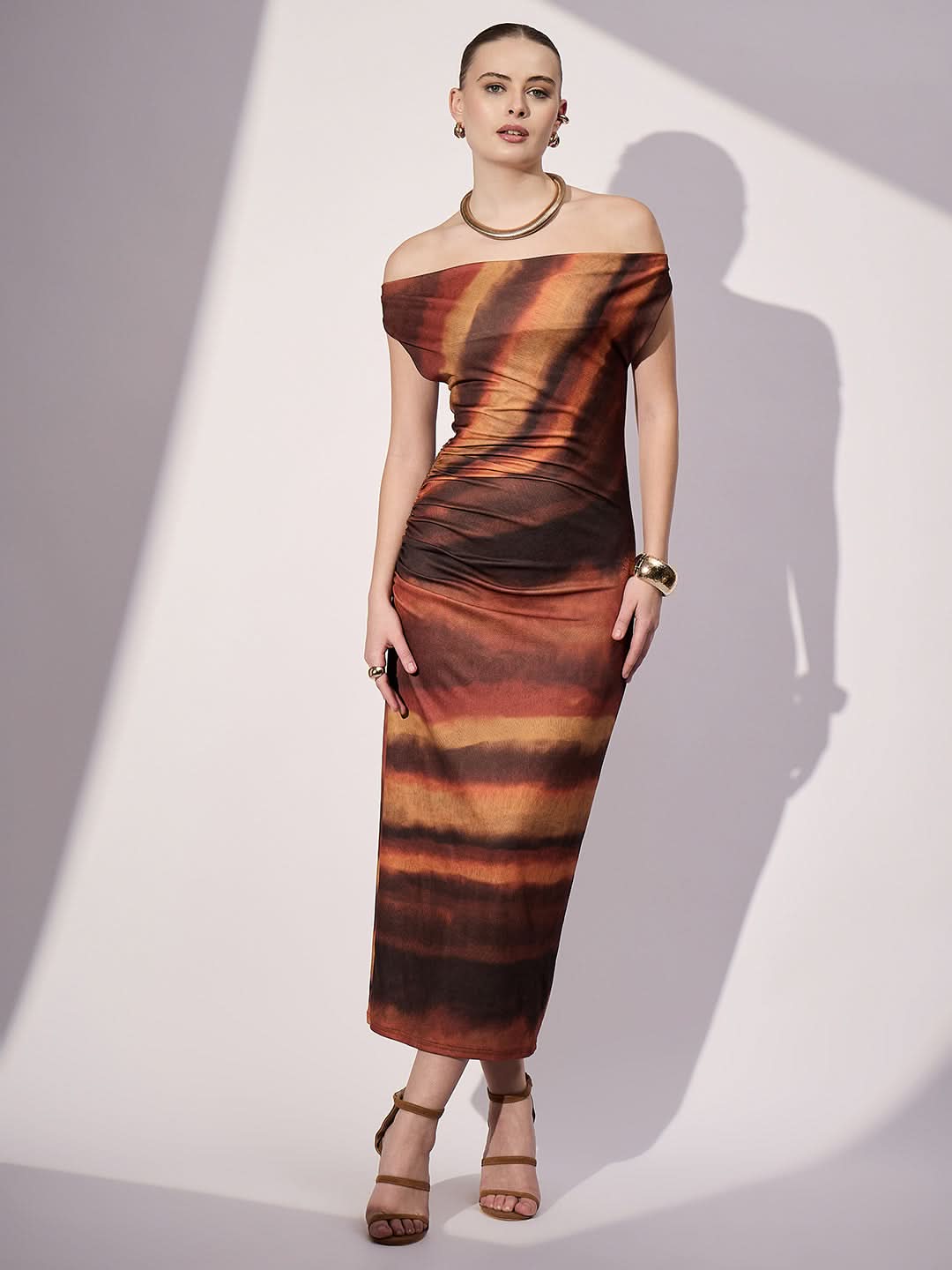 Stretchable Off-Shoulder Drape Dress