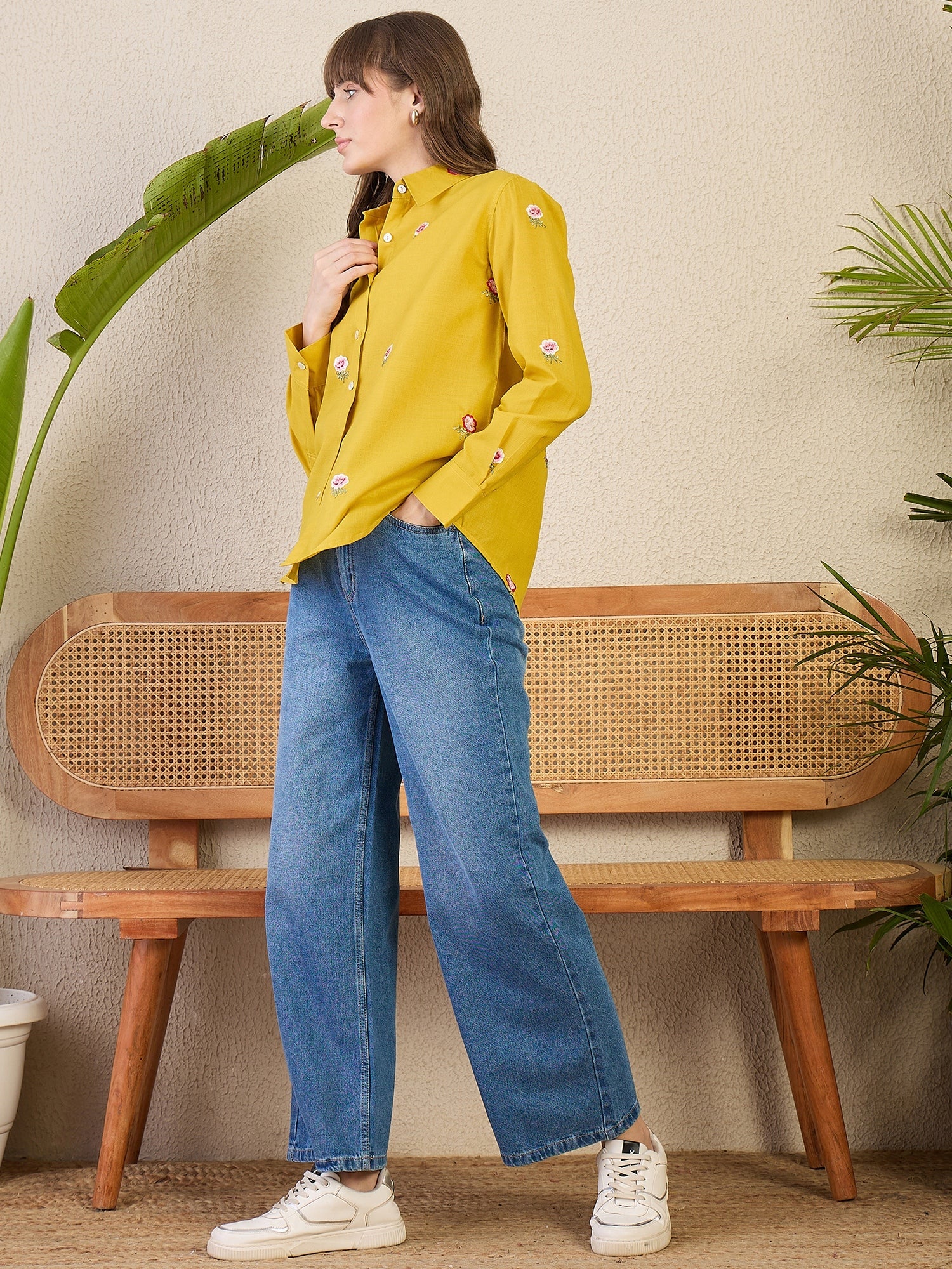 All Over Embroidered Linen Shirt