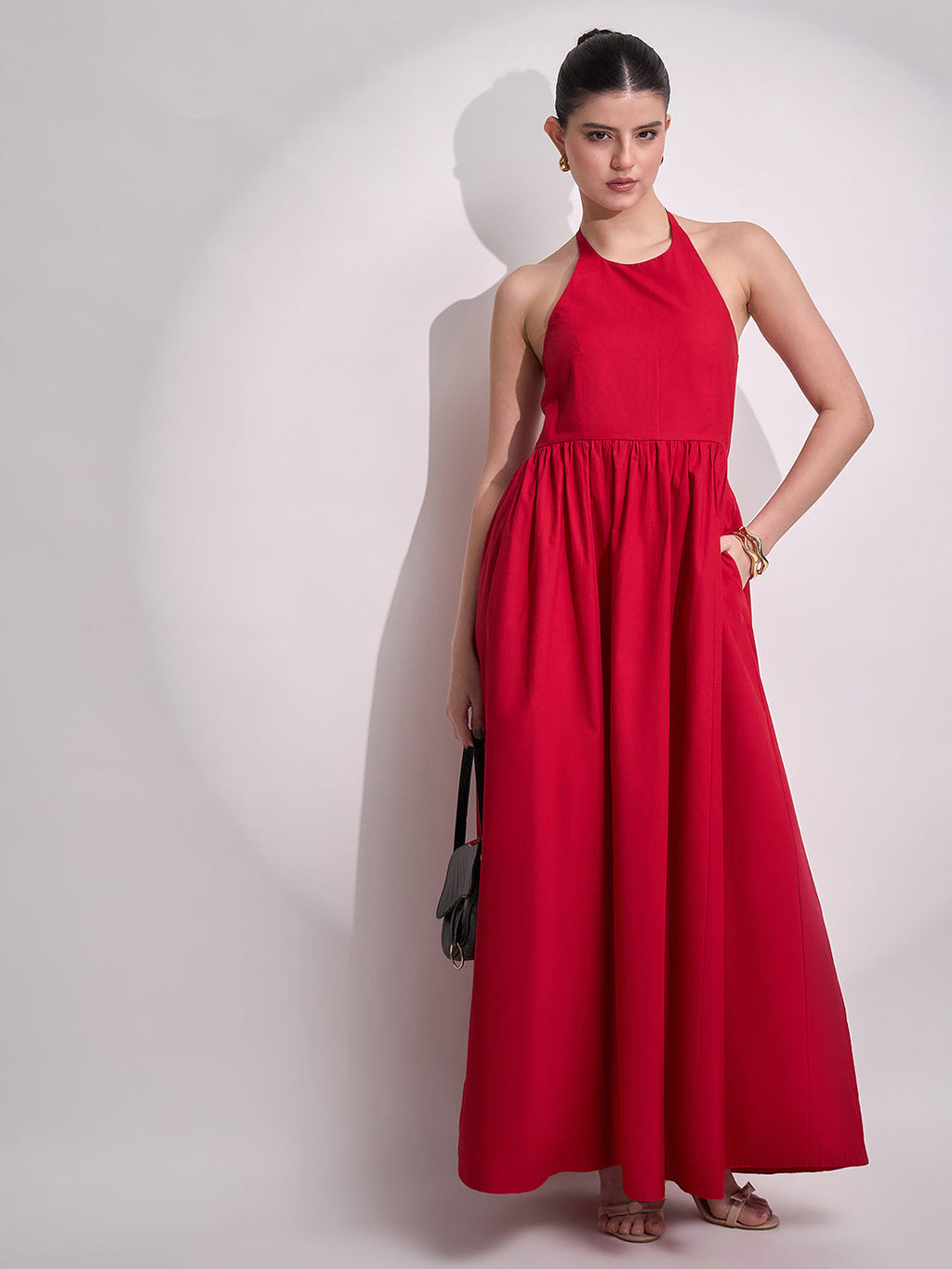 Halter Neck Cotton Maxi Dress