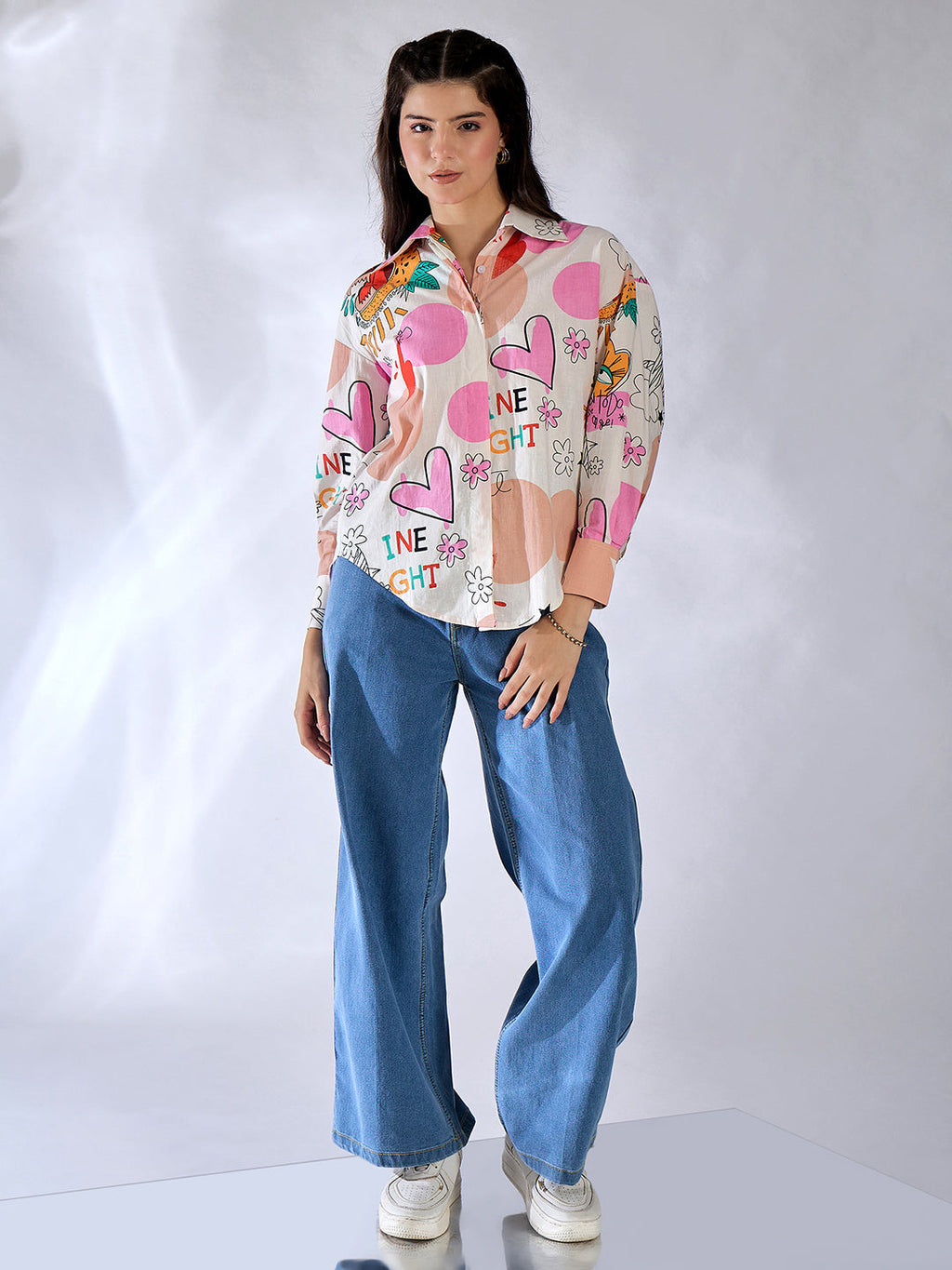 Printed Asymmetrical Cotton Shirt