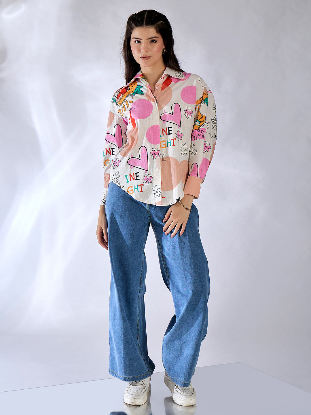 Printed Asymmetrical Cotton Shirt