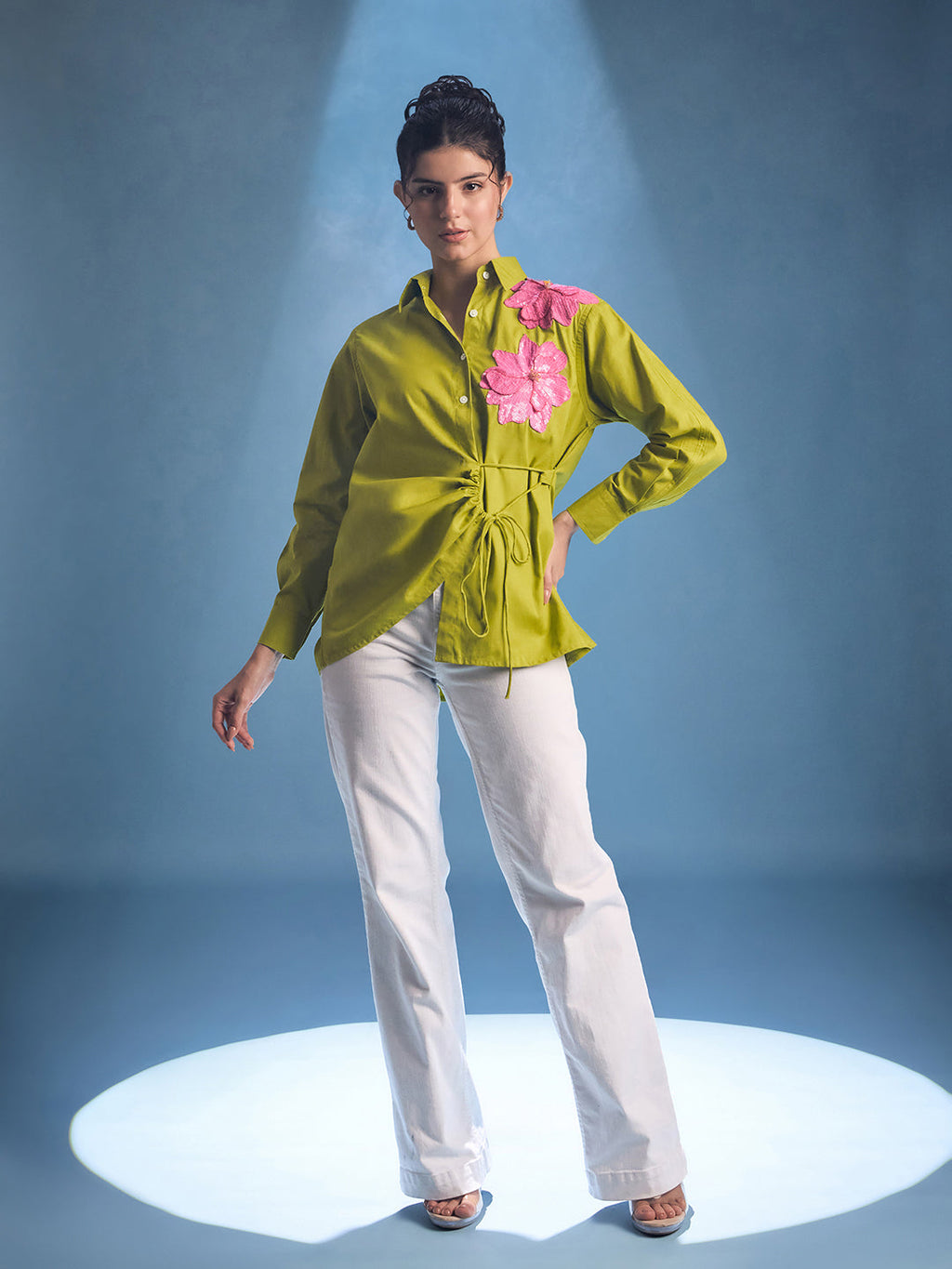 Side Tie-Up Cotton Shirt