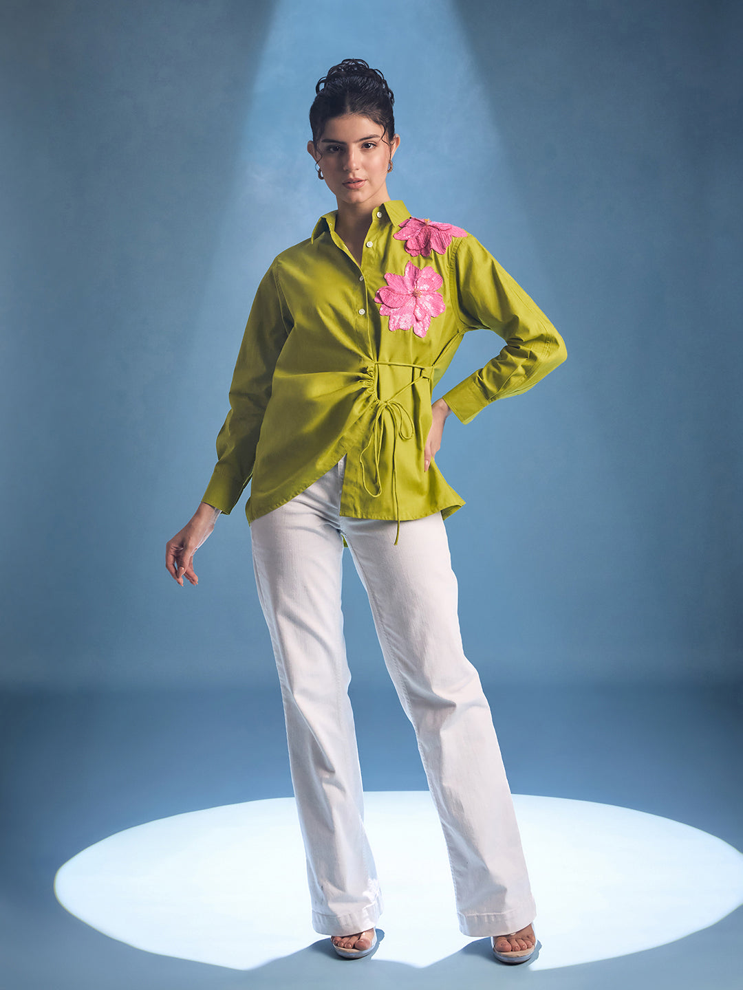 Side Tie-Up Cotton Shirt