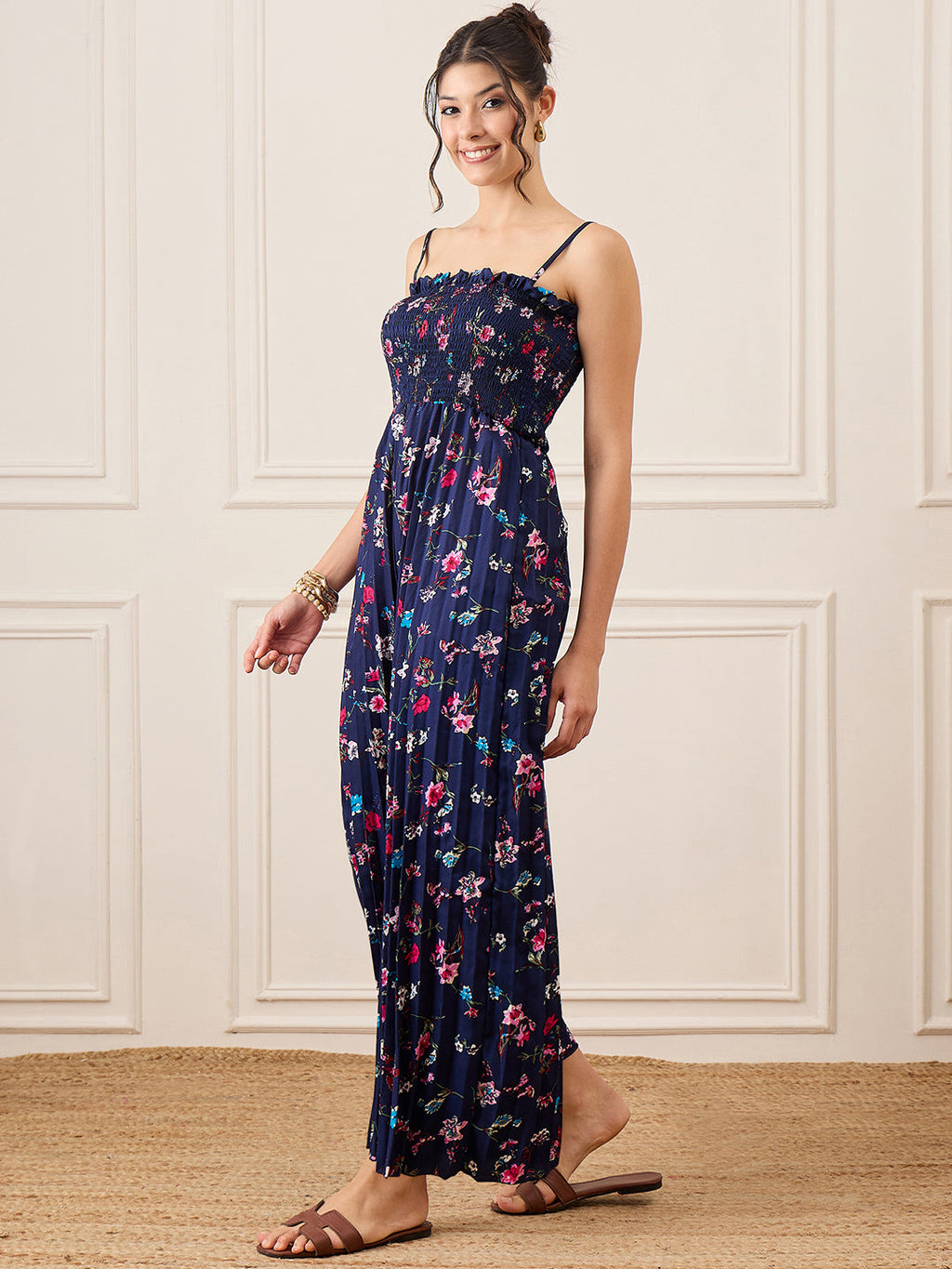 Smocked Maxi Jumpsuit