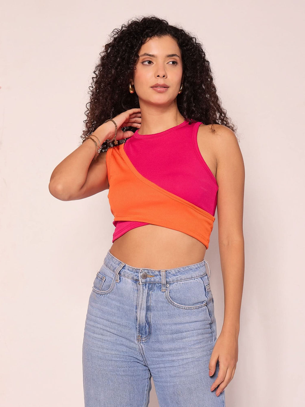 Stretchable Dual Panelled Ribbed Top