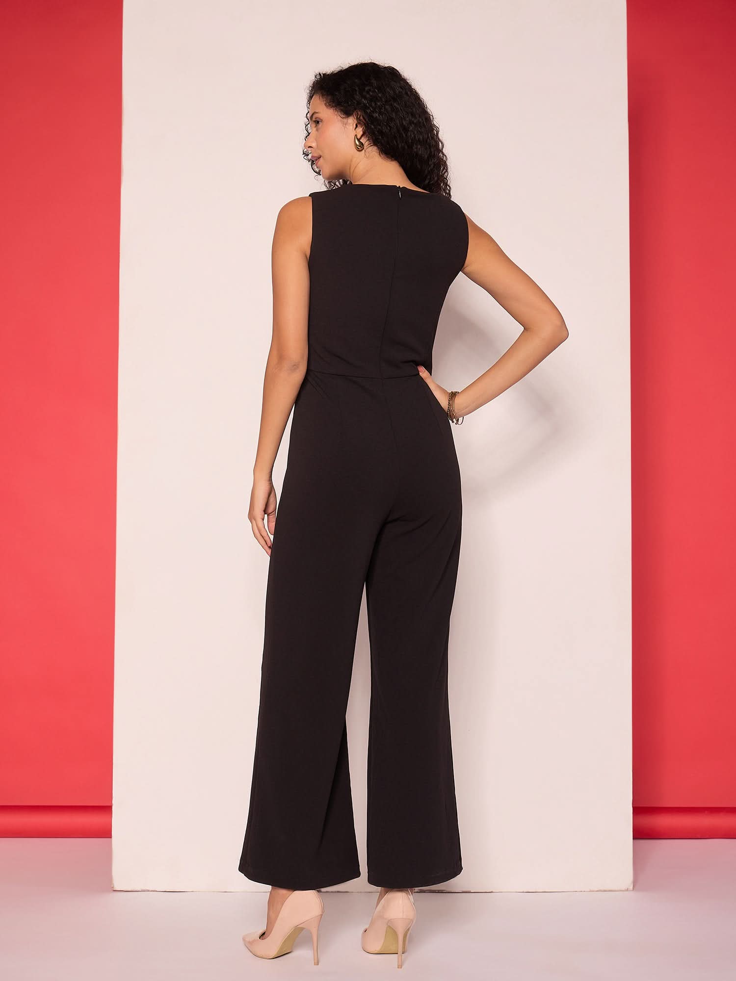 Stretchable Golden Chain Cutout Jumpsuit