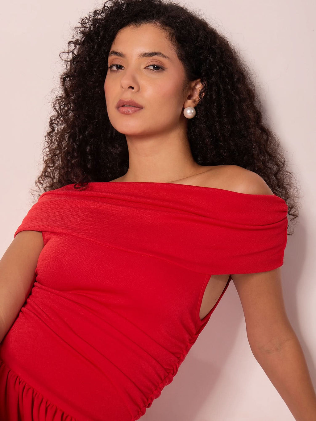 Stretchable Off Shoulder Drop Waist Maxi Dress