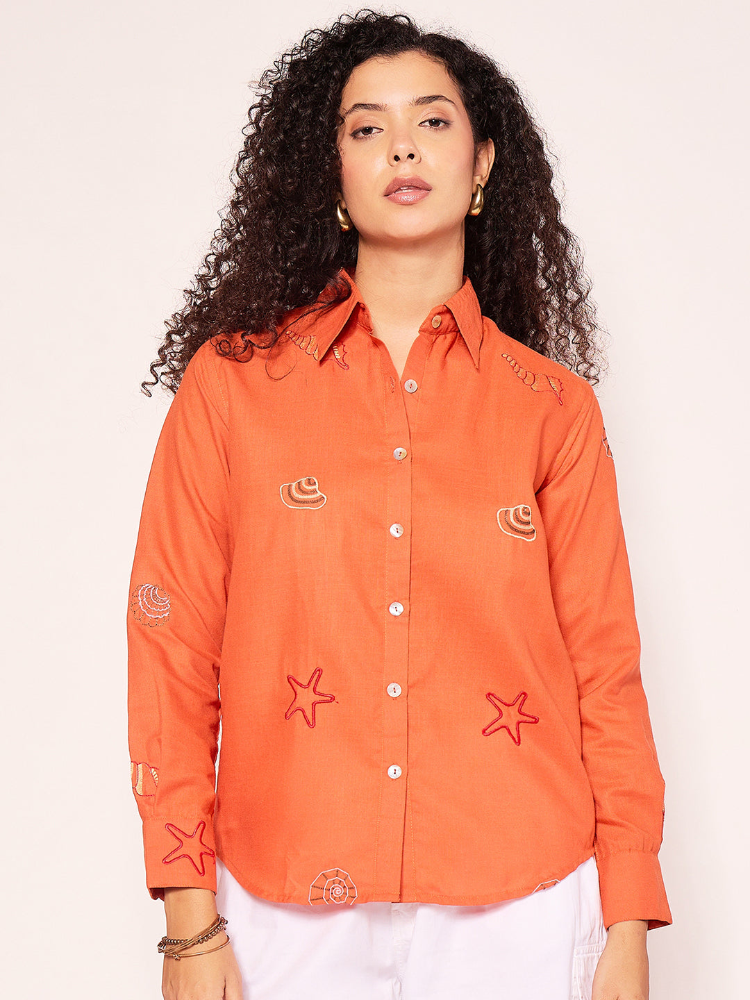 All Over Embroidered Linen Shirt
